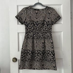 H&M short sleeved dress blue, black and cream